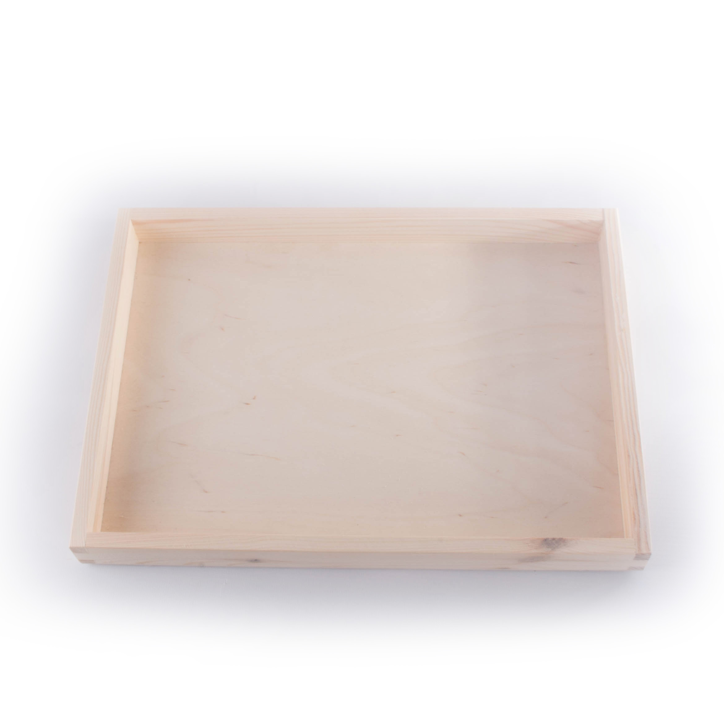 Rectangular Wooden Slim Flat Open Top Box /35x25x3cm Pine Display Tray